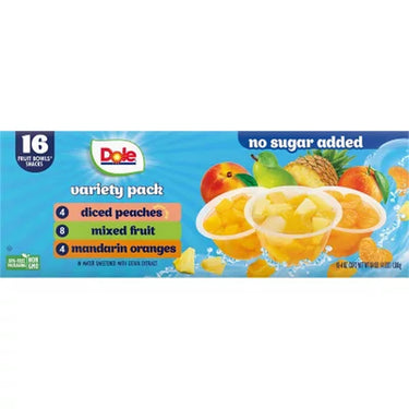 Dole No Sugar Added Mixed Fruit Variety Pack, 4 Oz., 16 Pk.